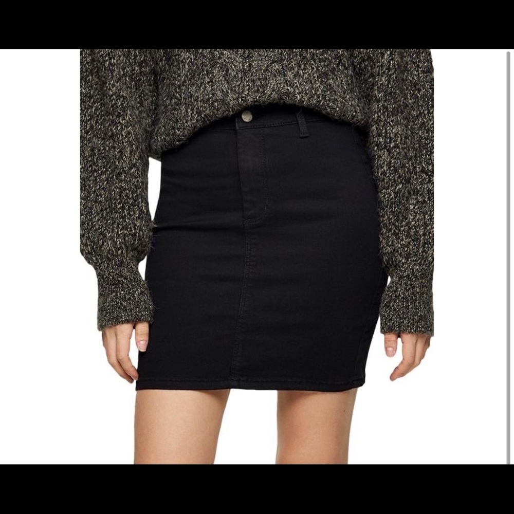 Topshop Petite High Waisted Joni Denim Skirt